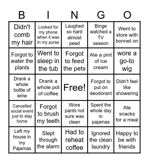 Hot Mess Bingo Card