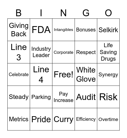 Town Hall Meeting Bingo Card