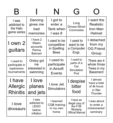 ME-ingo Bingo Card
