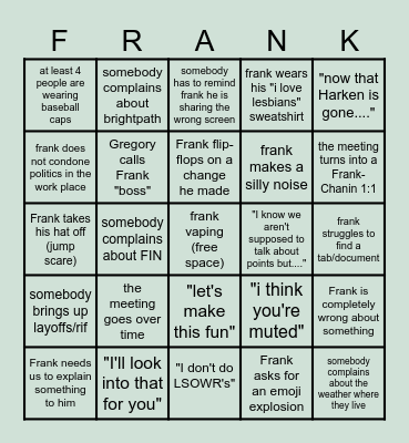 Red Hots Meetings Bingo Card