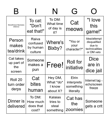 D&D SVARE Bingo Card