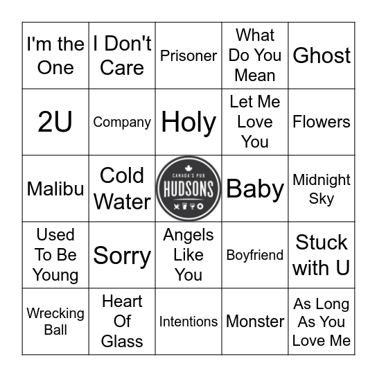 Justin Bieber V Miley Cyrus Bingo Card