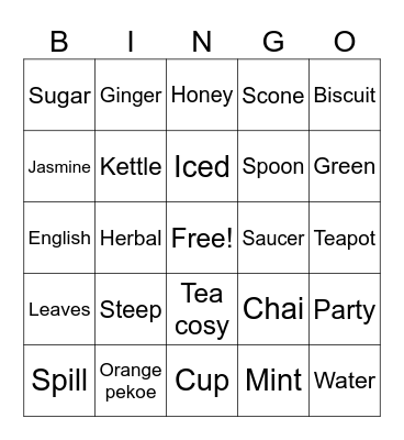 Tea Party Bingo! Bingo Card