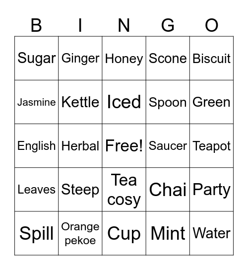 Tea Party Bingo! Bingo Card