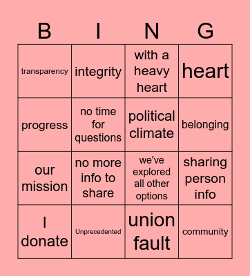 Financial Bingo Card