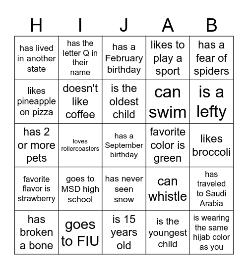 YMS Bingo Card