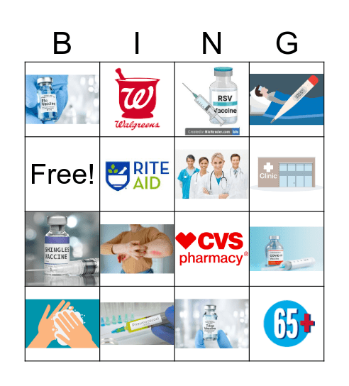 65+ Vaccines Bingo Card