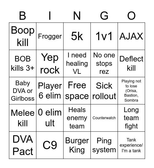 Lucingo Bingo Card