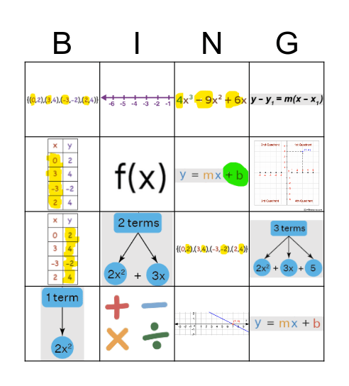 Math Loteria Bingo Card