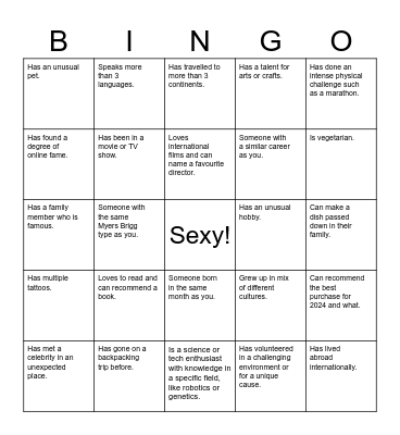 Singles Soju Bar Night Bingo Card