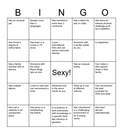 Singles Soju Bar Night Bingo Card