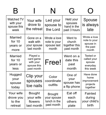 Great Plaines Marriage Bingo 2024 Bingo Card