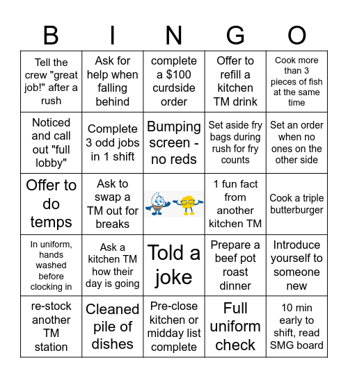 Culver's BOH Teamwork Bingo Card