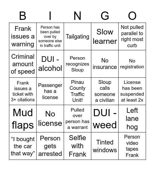 FWF Bingo Card