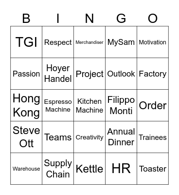 TGI Bingo Card