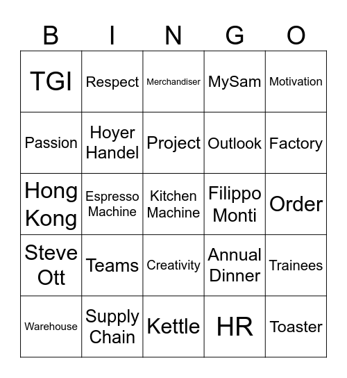 TGI Bingo Card