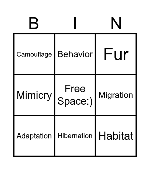 Science BINGO Card