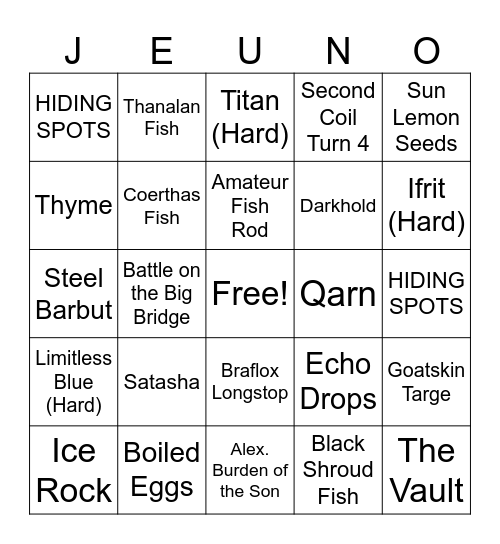 JEUNO Bingo Card