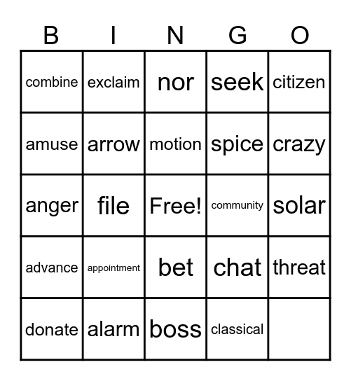 37-38 Bingo Card