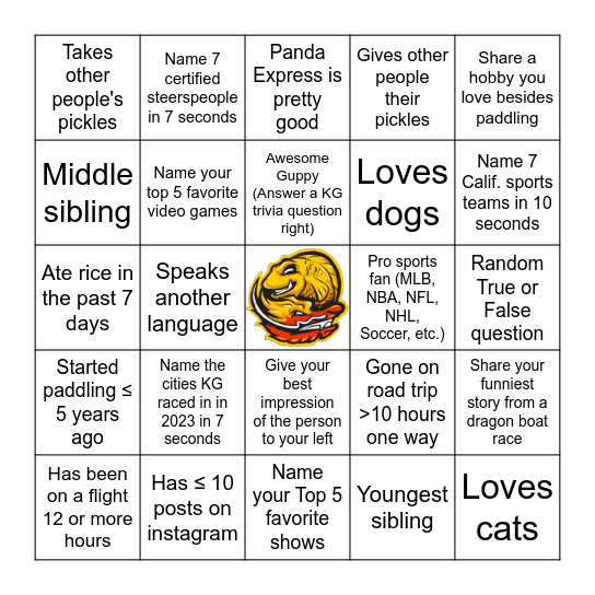 KILLER GUPPY BINGO - 2024 SEASON KICKOFF Bingo Card