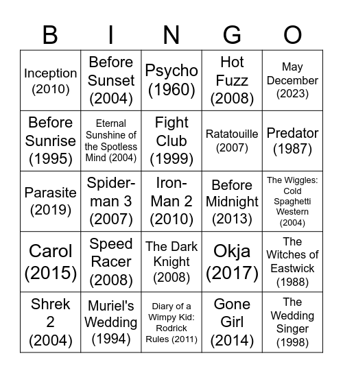 cine2nerdle bingo Card