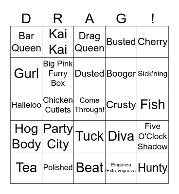 Drag Bingo Card