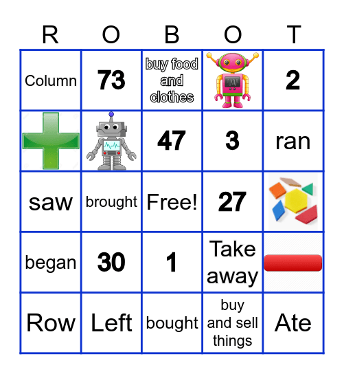 Robbie's Math Review Bingo Card