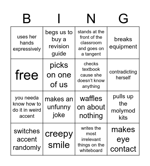 ms ahmed Bingo Card