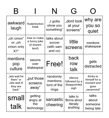 Teacher Bingo Card
