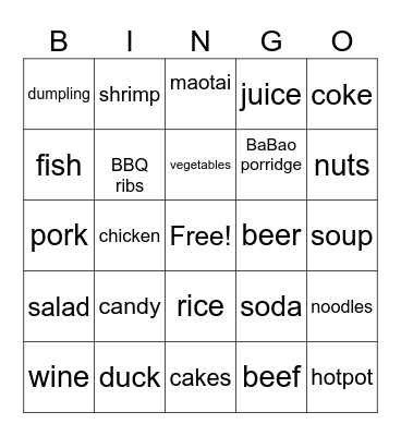 Dragon Foodie Bingo Card