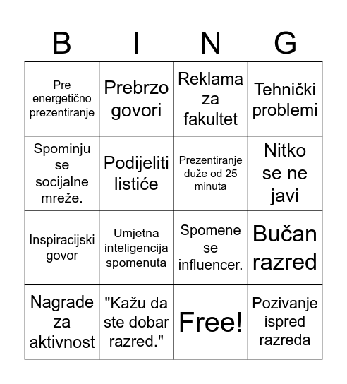 Prezentacija bingo Card