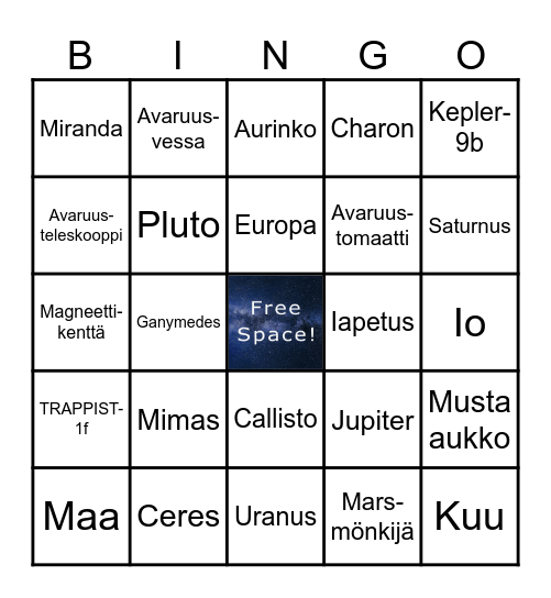 Avaruusbingo Card