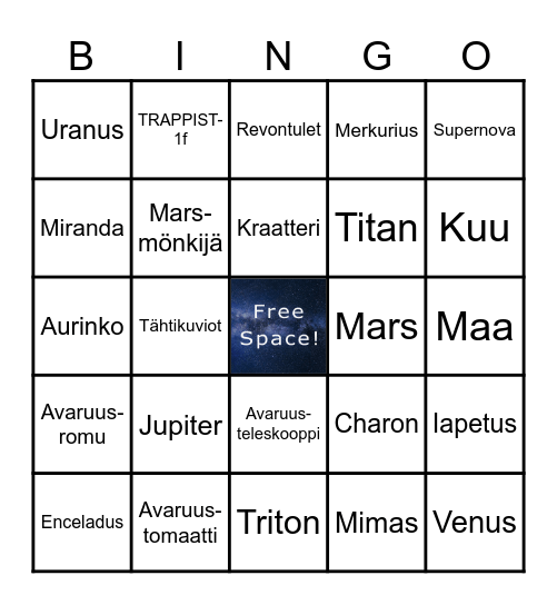 Avaruusbingo Card