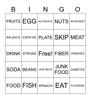 HEALTHY Bingo Card