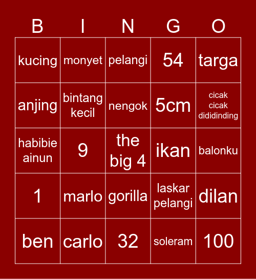 MARLO Bingo Card