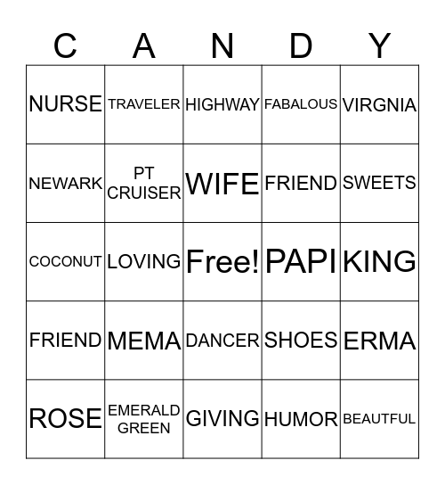 Birthday Girl Bingo Card