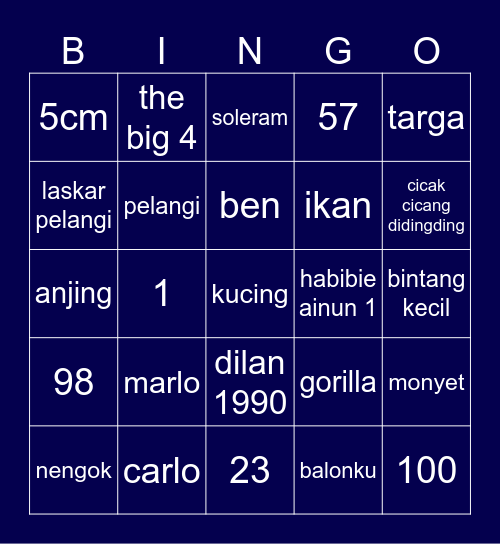 MARLO Bingo Card