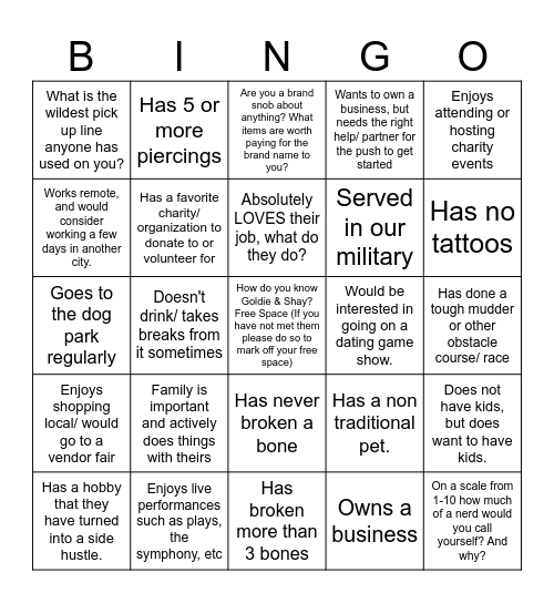 GBNE Single Bingo Card