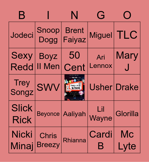 Trap & RnB Bingo Card