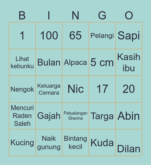 Bentala's Bingo Card