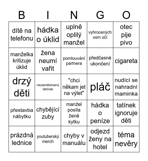 vymena manzelek Bingo Card