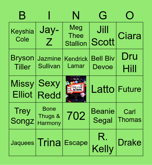 Trap & RnB Bingo Card