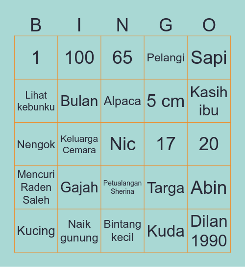 Bentala's Bingo Card