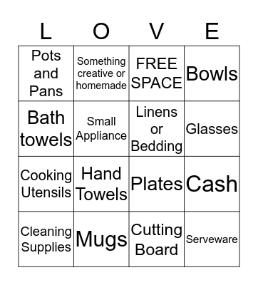 Wedding Shower Bingo! Bingo Card