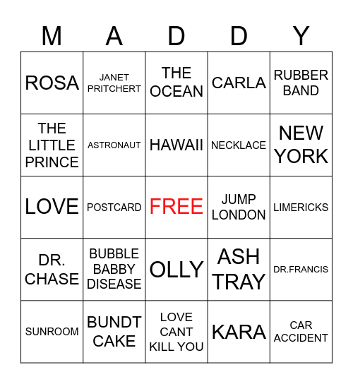 Everything Everything Bingo Card