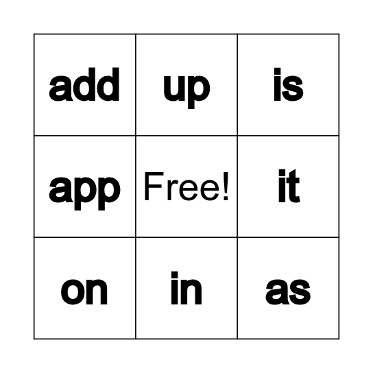 Word - O Bingo Card