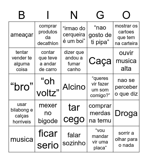 Alcingo Bingo Card