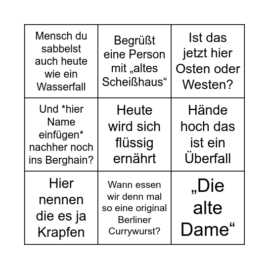 Seppel Bingo Berlin Edition Bingo Card