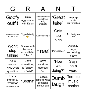 Grant Bingo Card