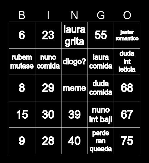 Number Bingo 1-75 Bingo Card